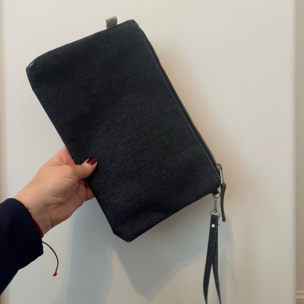 Koala Kanvas denim zipper pouch wristlet purse